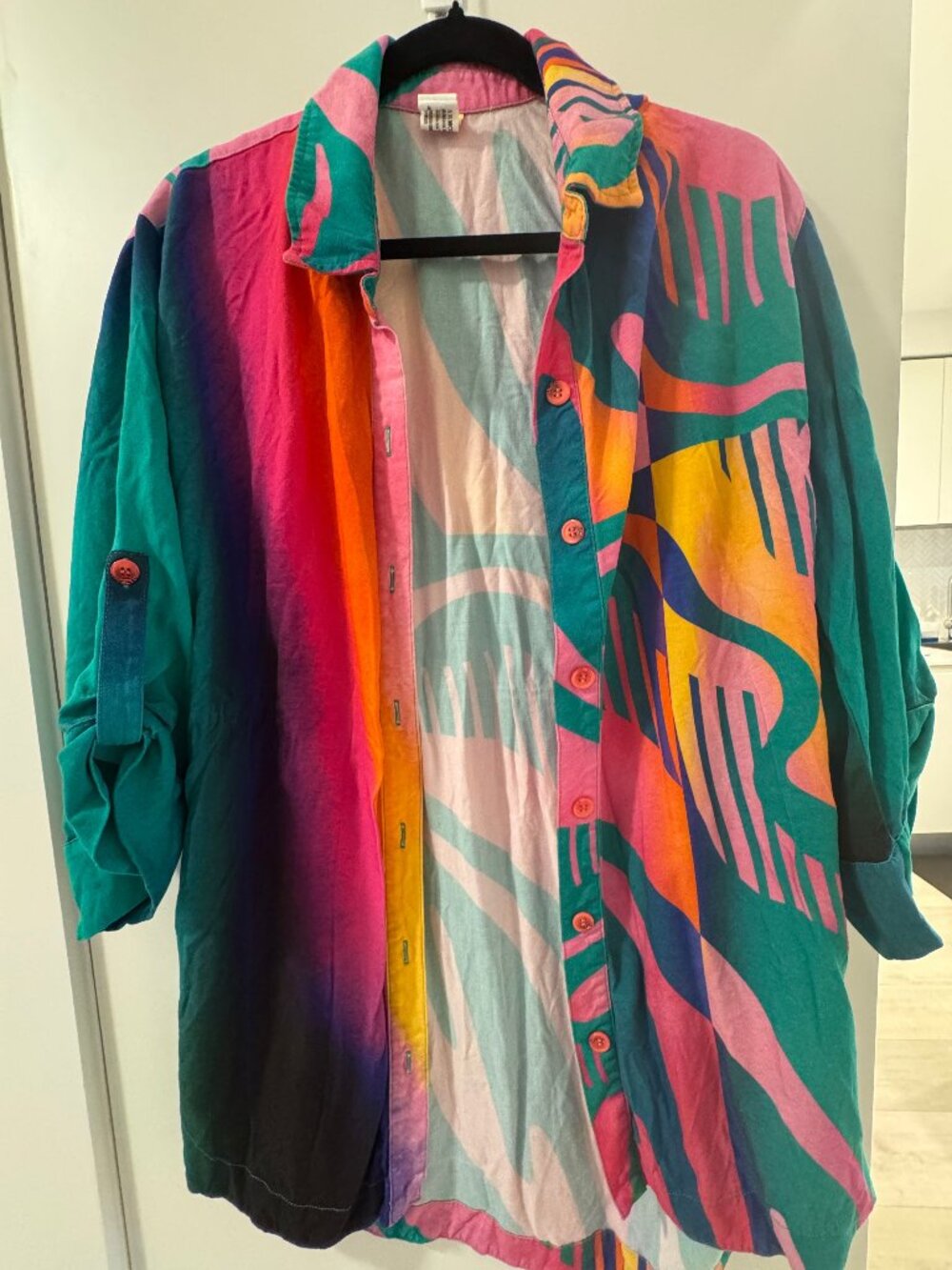 Agua Bendita Chrissy Shirt Colorful Print Viscose Women's L